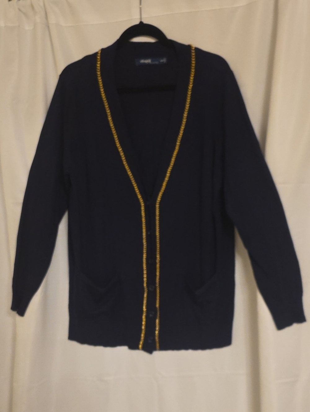 Eloquii Navy Cardigan with Gold Chain Detailing Size 18-20